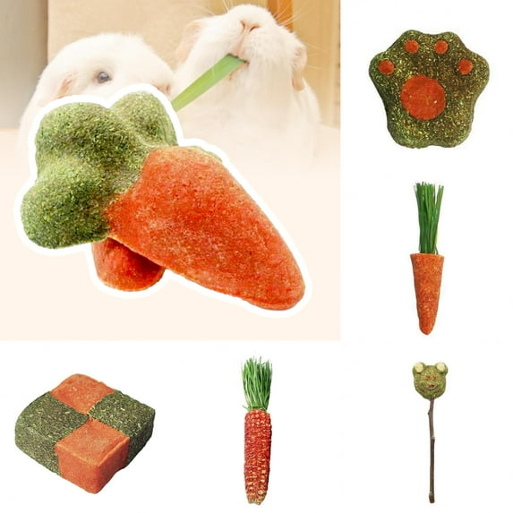 Visland Rabbit Chew Toy, No Additives Safe Funny Cute Carrot Shape Grinding Teeth Dental Health Bunny Snack Toy for Small Animals Hamsters Chinchillas Guinea Pigs