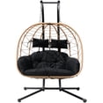 thumbnail image 2 of FKSLIFE Double Egg Chair with Stand Hammock Chair Cushion Outdoor Patio Wicker Loveseat Hanging Egg Chairs for 2 Persons, 2 of 7