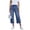 *117-Blue, variant on Women's Denim Capri Pants High Waist Frayed Hem Cropped Jeans with Pockets Solid Color Slim Fit Casual Summer Trousers for Daily Wear