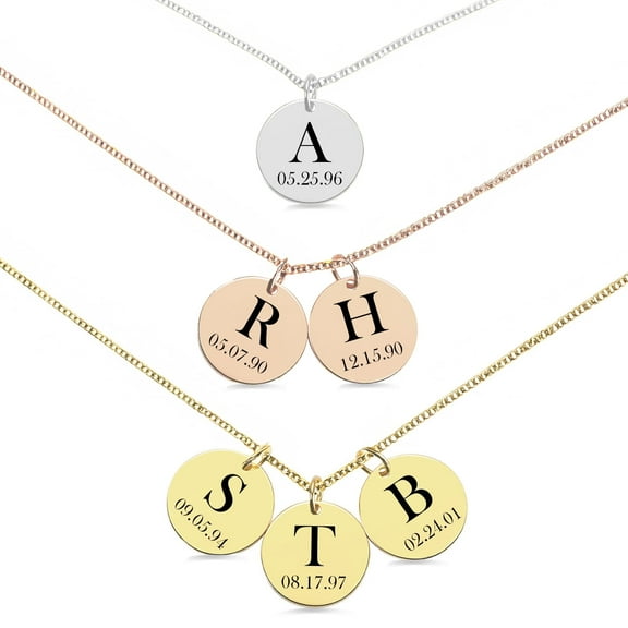 Personalized Family Necklaces for Women, Custom Mom Necklace for Women - Engraved Multiple Charms with Kids Names and Birthdays - Necklace with Kids Name - 1 to 3 Kids Necklace