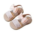 thumbnail image 2 of Sequin Bow Girls Dress Sandals for Toddler Little Kids Bling Summer Open Toe Dressy Princess Flats Wedding, 2 of 5