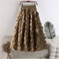 thumbnail image 2 of MIXUE Skirts For Women Summer Solid Color Polka Dots Embroidery Elastic High Waist Elegant Party Wedding A Line Maxi Skirt Daily-Wear,Brown,One Size, 2 of 3