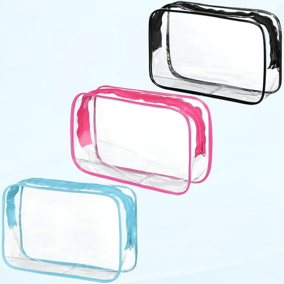 GASTROPOD 3 Pack Clear Makeup Bags, Travel Organizer Clear Makeup Bag with Zipper, Cosmetic Bag Beauty Case Toiletry Bag Make Up Pouch Wash Bags