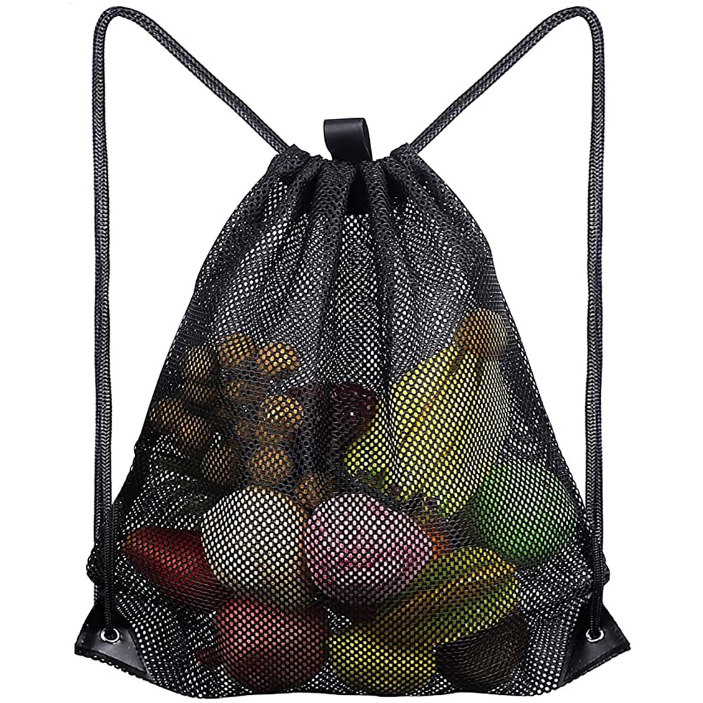 Mesh Drawstring Bag Heavy Duty Drawstring Backpack Black Mesh Bags Sports Nylon Cinch Sack Multi Functional Mesh Equipment Bag for Swimming Beach Diving Travel Gym Camping Training Walmart