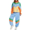 thumbnail image 2 of FYEGRE Women's Color Block 2 Piece 80s 90s Outfits Long Sleeve Windbreaker Jacket Tracksuit Set Multicolour M, 2 of 6