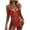 Red, variant on Women's Bold Cutout One-Piece Swimsuit with Open Back and Wide Supportive Straps, Featuring Chain-Link Waist Accent Black L