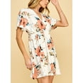 thumbnail image 2 of Made by Johnny Women's Airy Short Sleeve Kimono Style Deep V Neck Dress Top S-3XL Plus Size S WHITE_FLORAL, 2 of 6