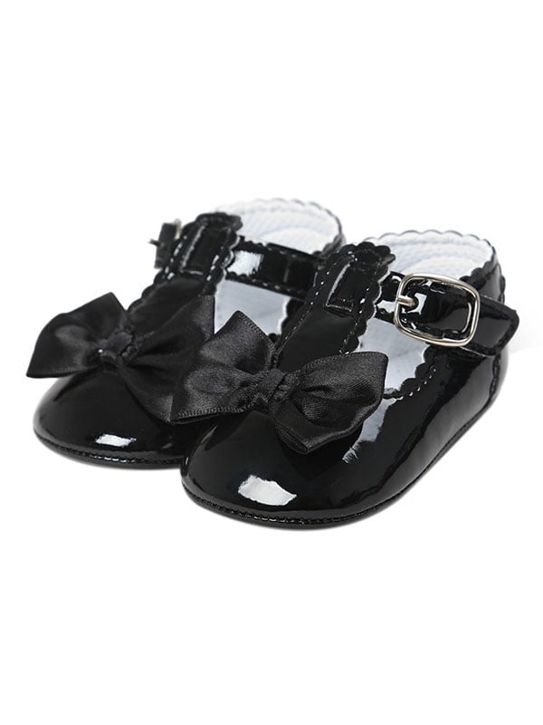 Infant Baby Girl Soft Sole PU Leather Bow Crib Shoes Sneaker Prewalker 0-18Mths