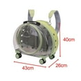 thumbnail image 4 of Kitten Bag Backpack Handbag with Wheels Portable Adjustable Durable Dog Trolley Case for Puppy Translucent Green, 4 of 9