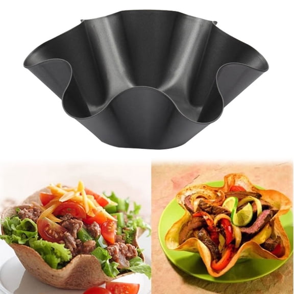 Zhaomeidaxi Non-Stick Fluted Tortilla Shell Maker Extra Thick Steel Taco Salad Bowl Pans, Non-Stick Carbon Steel