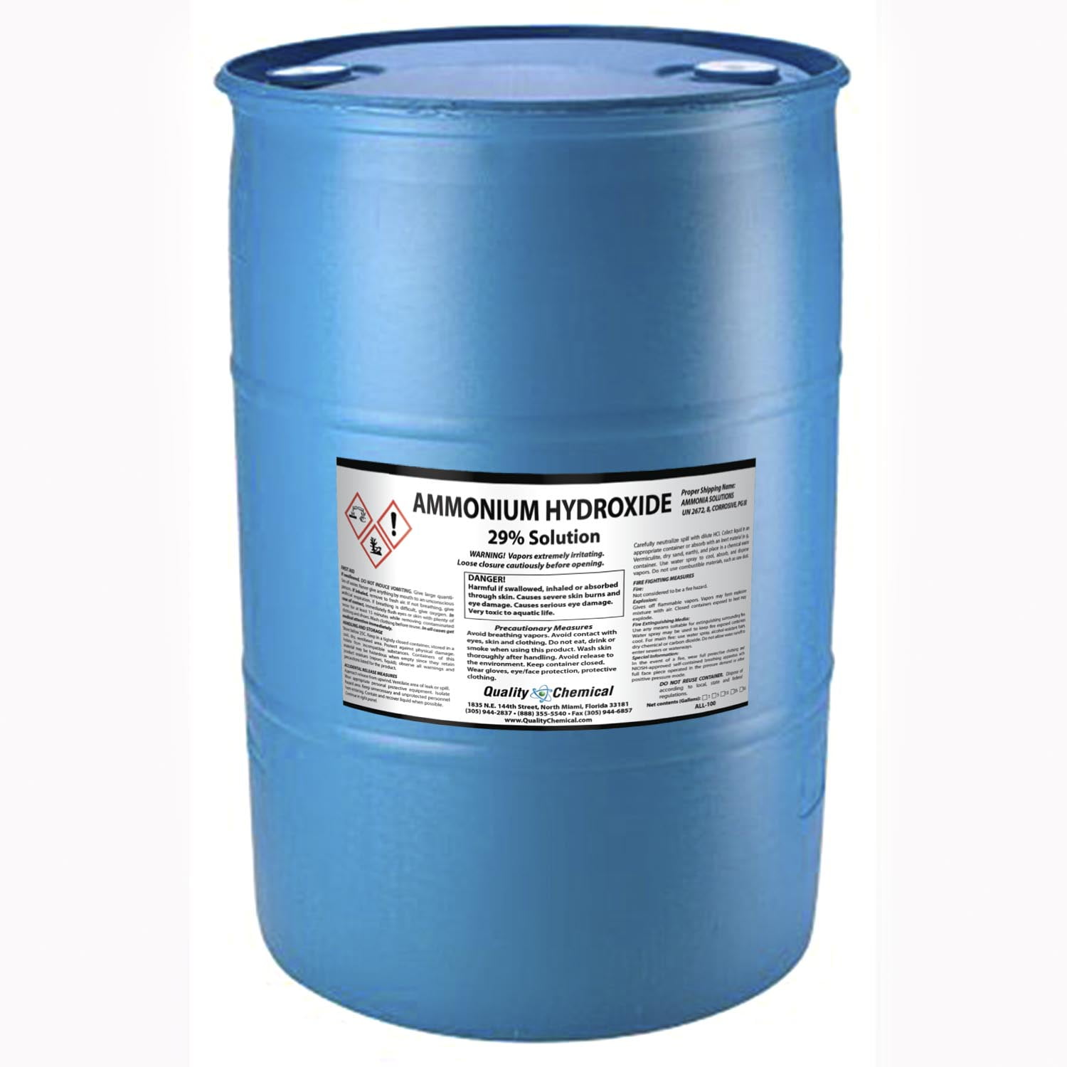 Ammonium Hydroxide (Aqua Ammonia 26 deg.) 55 gallon drum Walmart