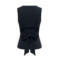 thumbnail image 3 of Womens Lined Sleeveless Tank Tops Women's Bow Tie Open Back Tank Top Sleeveless Boat Neck Cut Out Crop Tops(Black,XXXL), 3 of 4