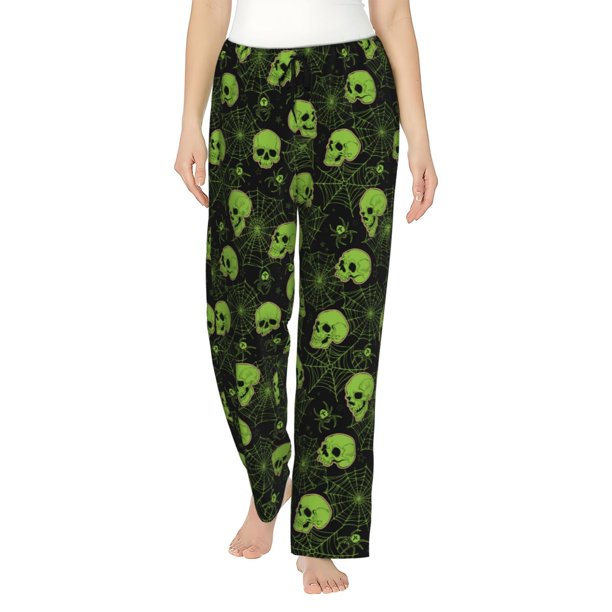 Fotbe Skulls And Cobwebs Pantalones de Pijama para Mujer, Pantalones de Dormir, Pantalones Pj con Cordón y Bolsillos-XX-Large