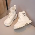 thumbnail image 6 of ZHOGXU Big Girls Ankle Boots Flat Sole Soft Sole Non Solid Color Zipper Lace Up Comfortable Fashion Shoes For Casual Daily Wear Beige 10-11 Years, 6 of 8