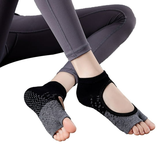 Toudaret 1 Pair Toeless Non-slip Grip Socks,Pilates Socks Women Yoga Socks With Grips For Pilates Yoga Ballet Dance Barre Toe Socks