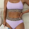 thumbnail image 3 of UTSJKR Women's Bikini Sets Leopard Trim 2 Piece High Waisted Swimsuit Scoop Neck Adjustable Spaghetti Straps Bathing Suit Purple 14, 3 of 6