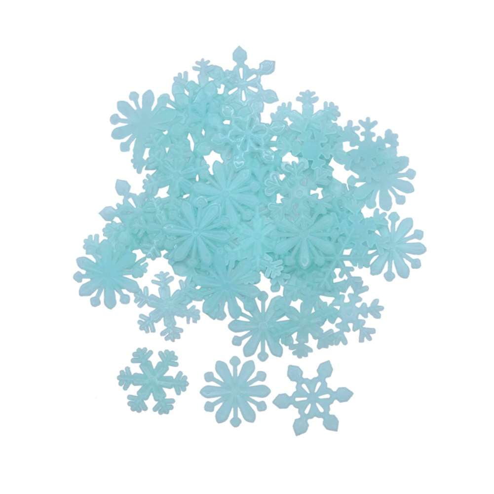 50 Glow In The Dark 3D Xmas Snowflakes Luminous Christmas Wall Decor Stickers Bl 
