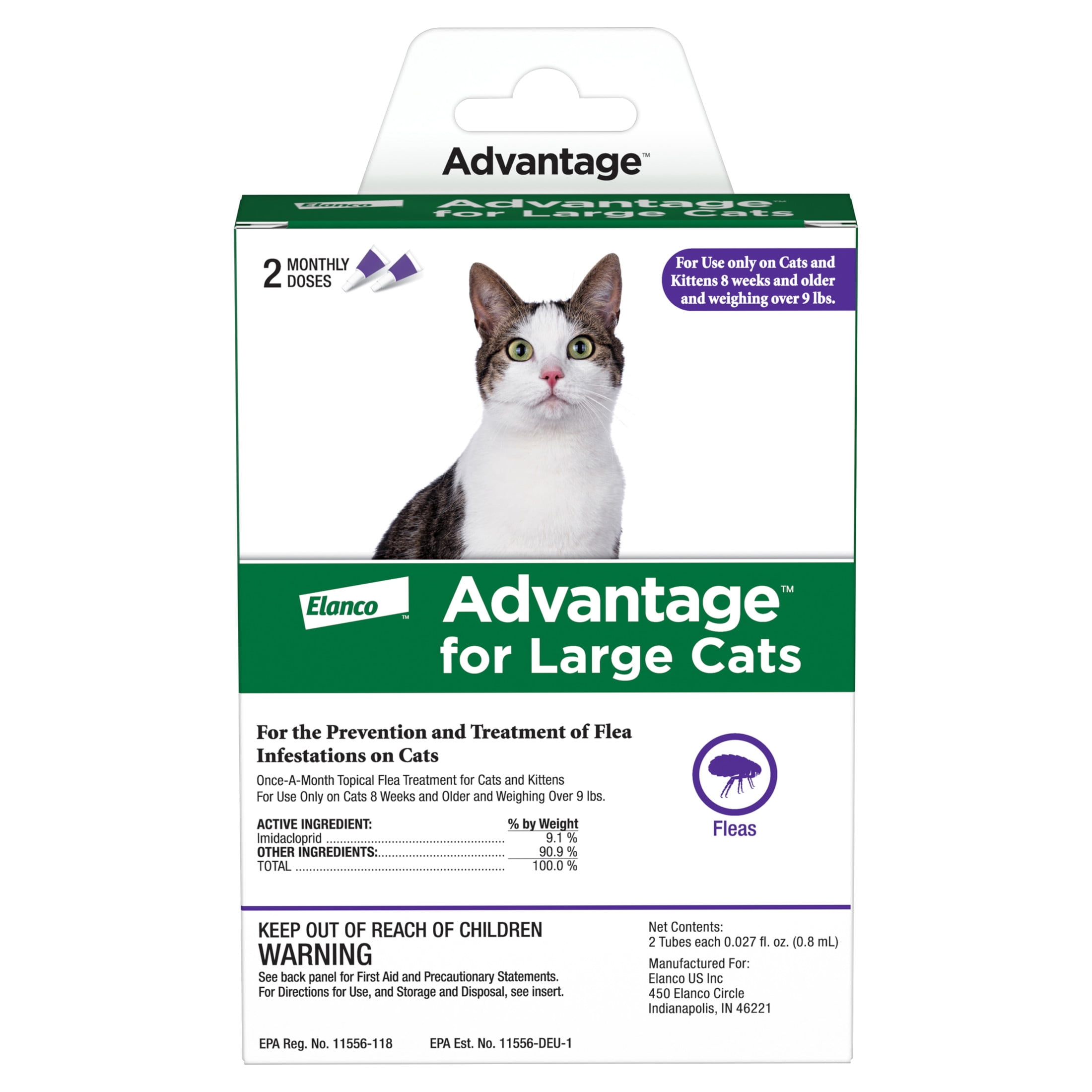 (3 pack) Advantage Topical Flea Treatment & Prevention For Large Cats Over 9 lbs. (2 Count)