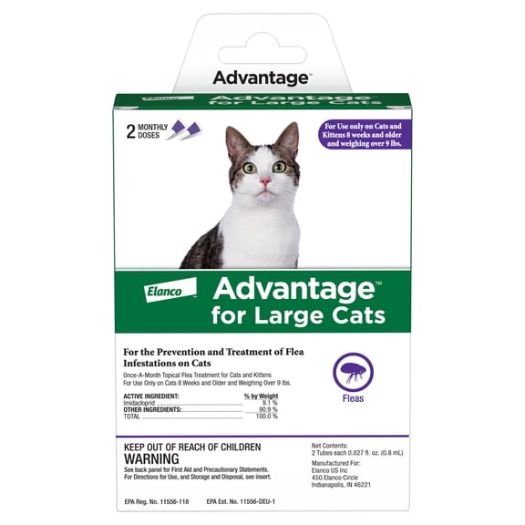 Advantage Topical Flea Treatment & Prevention For Large Cats Over 9 lbs. (2 Count)