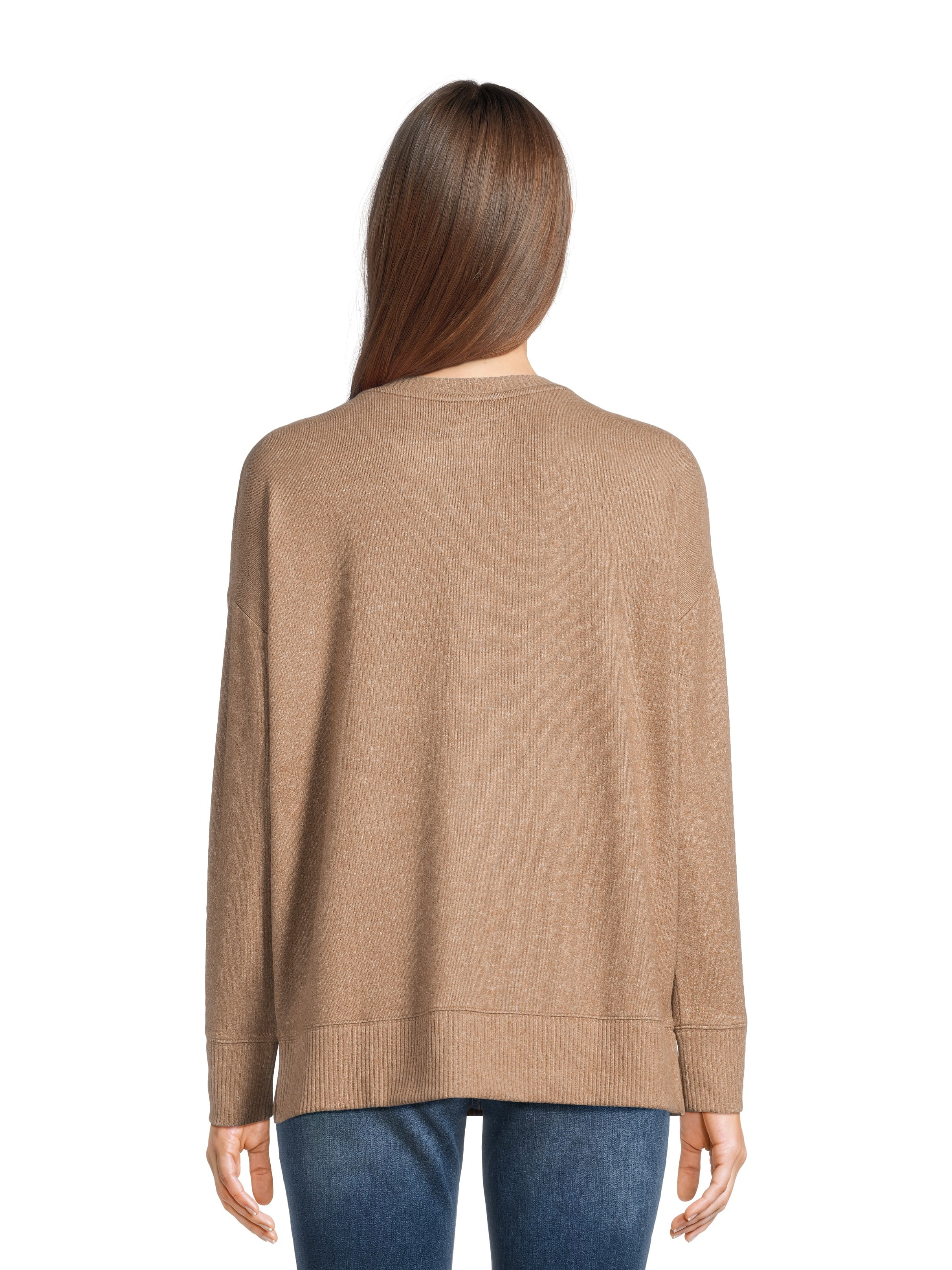Time and Tru Women's Hacci Knit Pullover with Long-Sleeves, Single and 2-Pack, Sizes XS - XXL