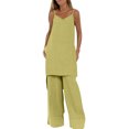 thumbnail image 1 of Conjunto de Pantalones Cortos de Verano con Cuello en V, Blusa sin Mangas Y Pantalones de Bolsillo Sueltos, Traje Casual de 2 Piezas para Mujeres, Conjunto de Mezcla de Algodón de Lavado a Mano, 1 of 9