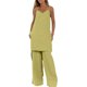 thumbnail image 1 of Conjunto de Pantalones Cortos de Verano con Cuello en V, Blusa sin Mangas Y Pantalones de Bolsillo Sueltos, Traje Casual de 2 Piezas para Mujeres, Conjunto de Mezcla de Algodón de Lavado a Mano, 1 of 9
