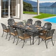 thumbnail image 7 of VIVIJASON 9-Piece Outdoor Dining Set, Cast Aluminum Retro Patio Furniture Table and Chairs Set for 8, Include Large 94.5" Rectangular Dining Table and 8 Chairs with Umbrella Hole, Khaki Cushion, 7 of 7