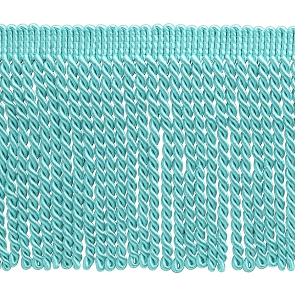 6" (15cm) Basic Solid Collection Traditional Satiny Bullion Fringe Trim # BFS6,, Aquatic Blue #M17 (Light Teal Blue) Sold By The Yard (36"/3 ft/0.9m)