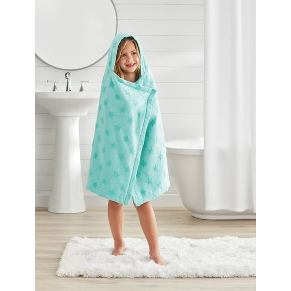 Your Zone Star Cotton Towel & Washcloth, Teal Star