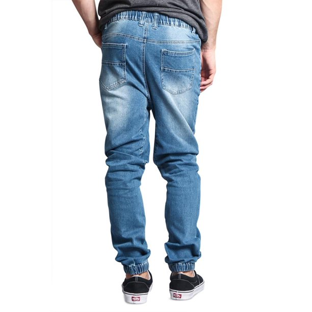 Victorious Mens Drop Crotch Jogger Denim Pants JG803 Light Indigo - Large - Walmart.com