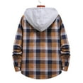 thumbnail image 4 of Winter Coats for Men Plaid Fashionable Casual Button Drawstring Long Sleeve Hooded Outwear Jacket, 4 of 4