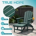 thumbnail image 2 of FODINGHILL Folding Adirondack Chair with Ottoman, Adjustable Backrest HDPE All-Weather Firepit Chair with Cup Holder, Forest, 2 of 8