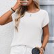 thumbnail image 4 of Tejiojio Women's Ribbed Knit Top Ruffled Trim Round Neck Short Sleeve Casual Summer Blouse, 4 of 7