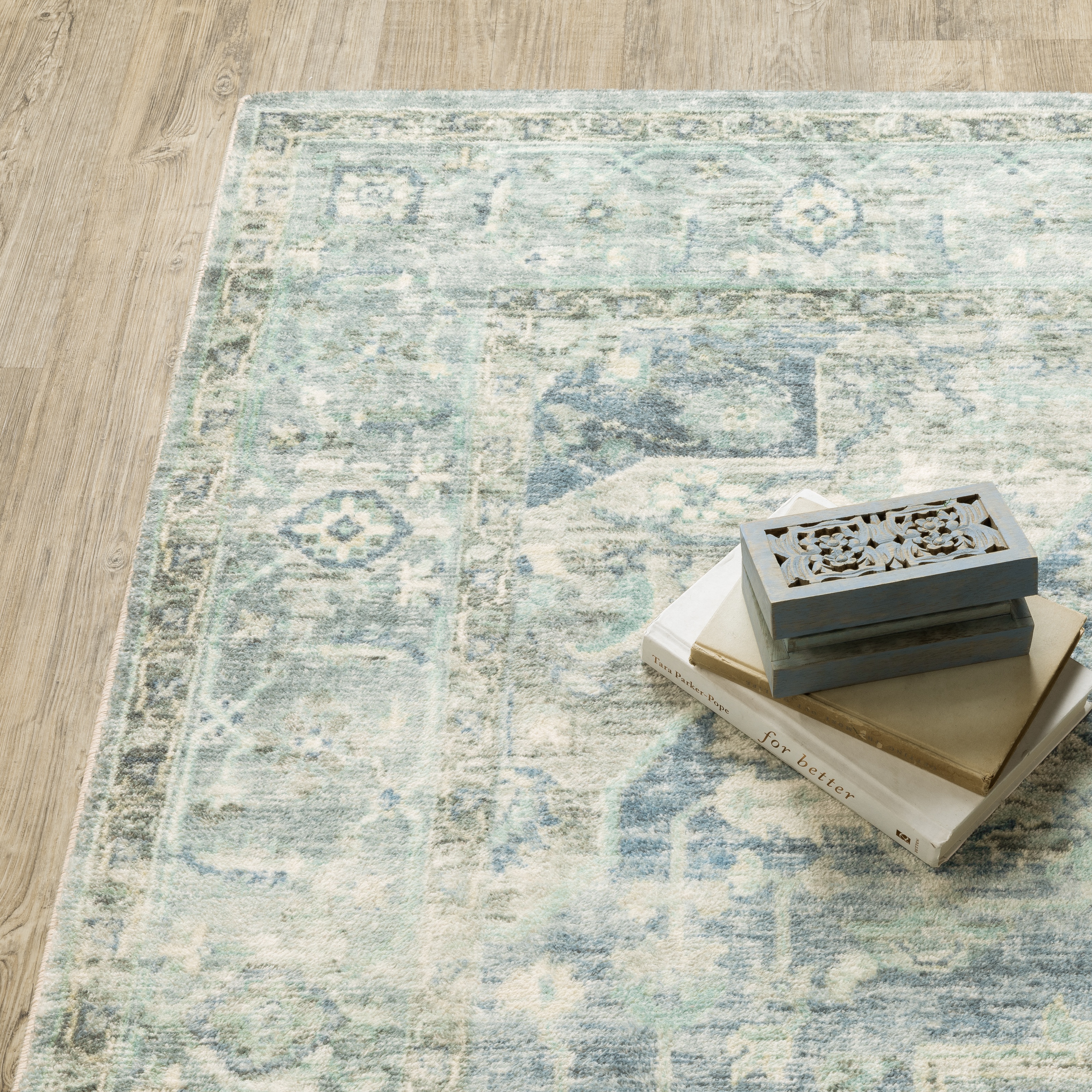 Avalon Home Silvana Bohemian Medallion Area Rug, 2' X 8' Runner, Gray/ Blue