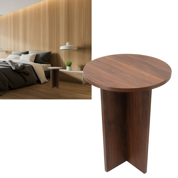 Coffee Table, Simple Assembly Multifunctional Round Small Wooden Table Highly Decorative  for Placing Snacks for Bedroom