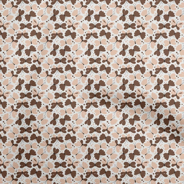 oneOone Tissu Polyester Spandex Marron Papillons Matériel de Robe Tissu Imprimé Tissu au Mètre 56 Pouces de Large