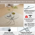 thumbnail image 4 of Sumdeal 47" Modern Round Clear Glass Dining Table Set for 4, Chrome Silver Table & 4 Beige Velvet Dining Chairs with Brushed Silver Legs, 4 of 9