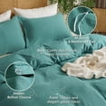 thumbnail image 5 of 100% Cotton Muslin Duvet Cover Set Twin Size,2 Pcs Ultra Soft Breathable & Lightweight Gauze Bedding Set with 1 Pillowcase,Textured Home Decor with Button, 68"×90" Teal,No Insert, 5 of 14