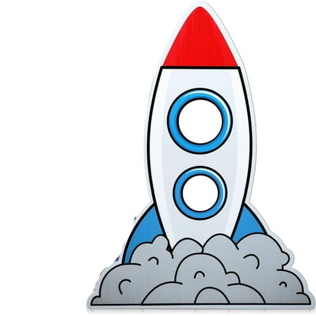 5 Feet Rocket Space Ship Cardboard Cutout Stand Ups Rocket Spaceship Backdrop Photo Props Standup for Classroom Vacation Bible School Space Theme Party Science Fairs Supplies