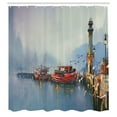 thumbnail image 3 of Ambesonne Colorful Shower Curtain, Harbor Boats and Birds, 69"Wx70"L, Multicolor, 3 of 5
