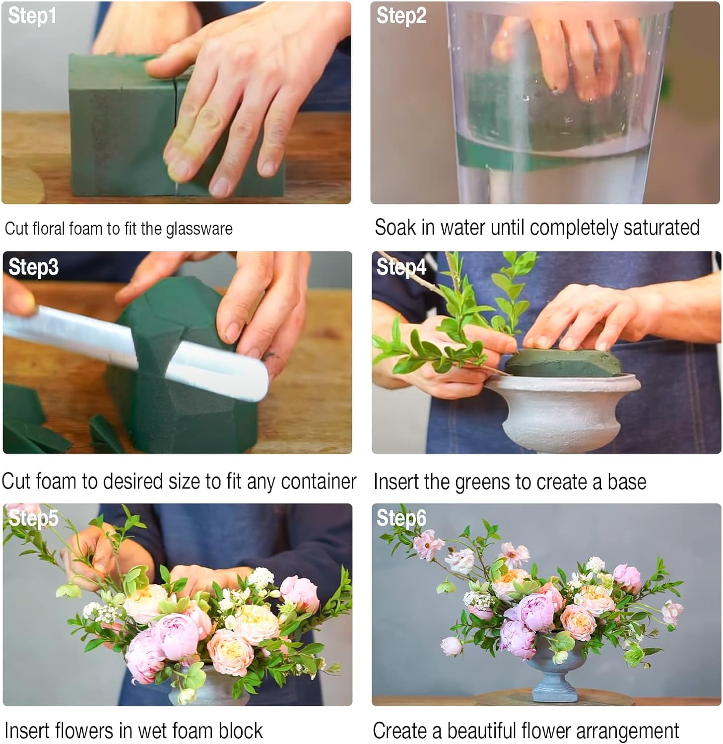 Floral Foam Blocks Pack of 8 Each (8.9" L x 4.1" W x 2.6" H) Wet Floral Foam for Fresh & Artificial Flower Arrangement, Plant Foam, Green Flower Foam for DIYs, Arts, Crafts & Weddings