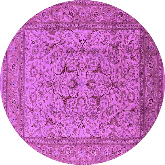 Ahgly Company Indoor Round Oriental Purple Industrial Area Rugs, 5' Round