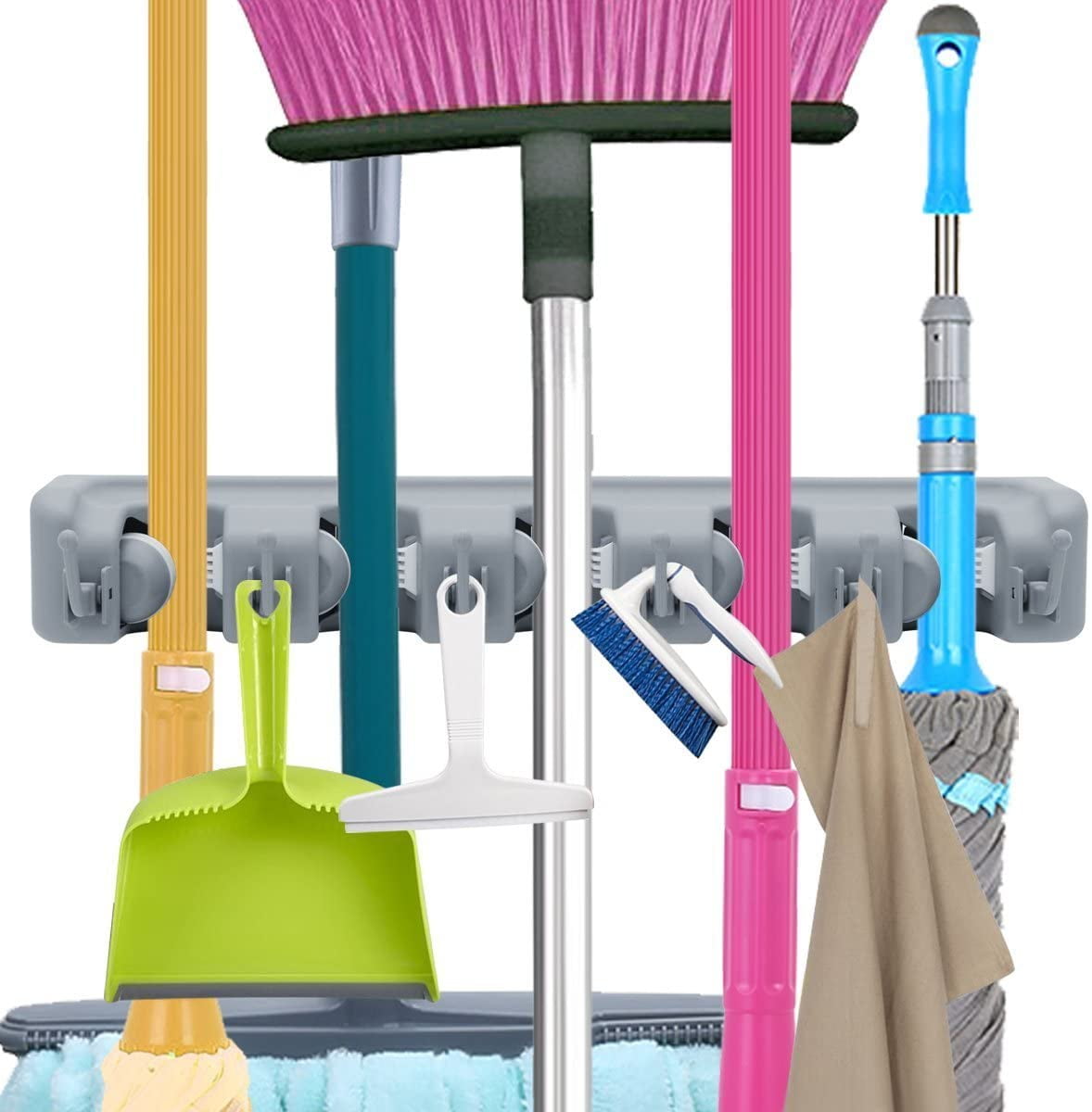 Details about   Wall Mounted Broom Holder Commercial Organizer Storage Rack for Kitchen Garden 