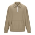 thumbnail image 4 of DxhmoneyHX Long Sleeve Shirts for Men Half Zip V Neck Lapel Golf Tops Lightweight Casual Collared Waffle Knit Textured Pullover Sweatshirts with Pocket, 4 of 6