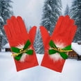 thumbnail image 2 of Women's Christmas Gloves with Bow Velvet Holiday Gloves for Christmas Parties Green Free Size, 2 of 4