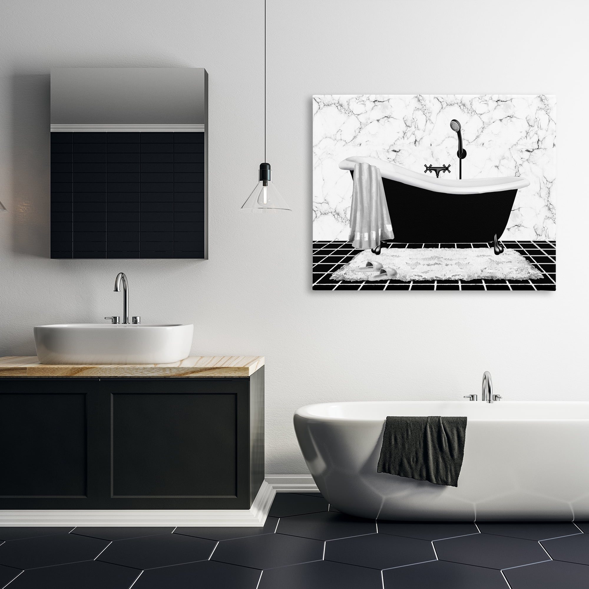 Stupell Industries Marble Pattern Tub Typography Painting Gallery Wrapped Canvas Art Print Wall Art, 48 x 36