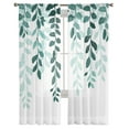 thumbnail image 3 of Teal Ombre Botanical Sheer Curtains 96 Inches Long 2 Panels Set, Window Sheer Curtains for Living Room/Bedroom, Watercolor Pastoral Leaf Light Filtering Rod Pocket Curtain 52'' x 96'' x 2, 3 of 7