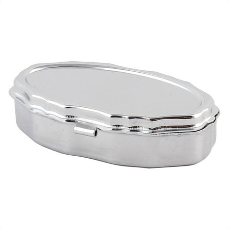 - Metal Oval 2 Grid Moistureproof Holder Storage Box Silver Tone