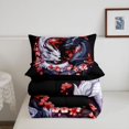 thumbnail image 5 of Manfei Fantasy Dragon Animals Full Size Comforter Sets,Gothic Flower Bedding Comforter Set,Blue Red,Black Reversible,3-Piece,1 Comforter and 2 Pillowcases, 5 of 7