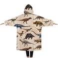 thumbnail image 2 of Oversized Wearable Blanket Hoodie,Beige Realistic Dinosaurs Pattern Sherpa Blanket Hoodie with Super Pockets,Super Warm Fuzzy Pullover for Women & Men, 2 of 6